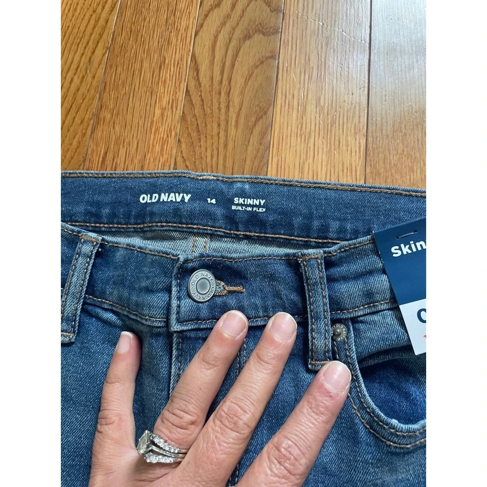 Old Navy Kids Skinny Jeans Size 14 Blue Built-In Flex Adjustable Waist NWT